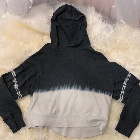 The Lounge Life Tops Dark Gray And White Split Tiedie Hoodie Poshmark